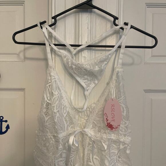 RSlove lace Open Front Lingerie White size large NWT - Picture 2 of 7